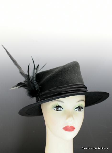 Black WoolFelt Hand-Blocked Hat